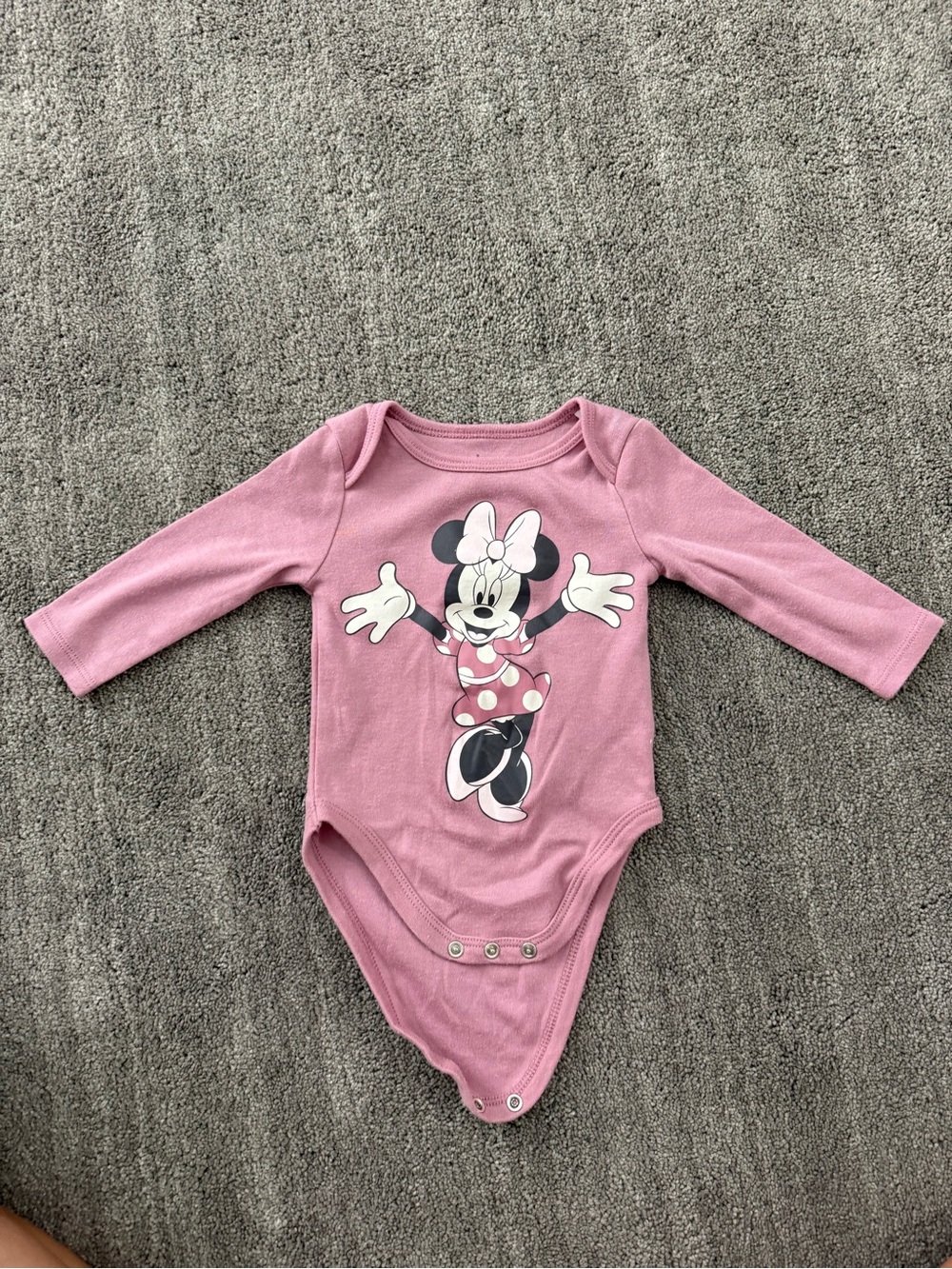 Disney Pink Minnie Mouse Long-Sleeve Baby Bodysuit